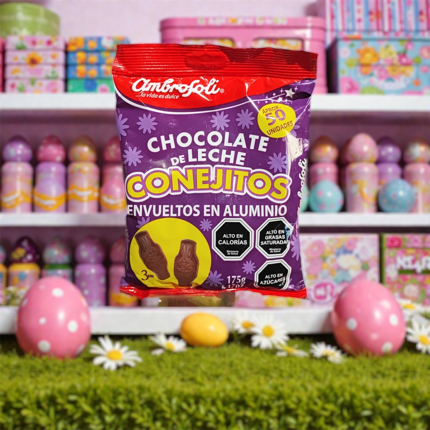 50 conejitos de chocolate envueltos individualmente