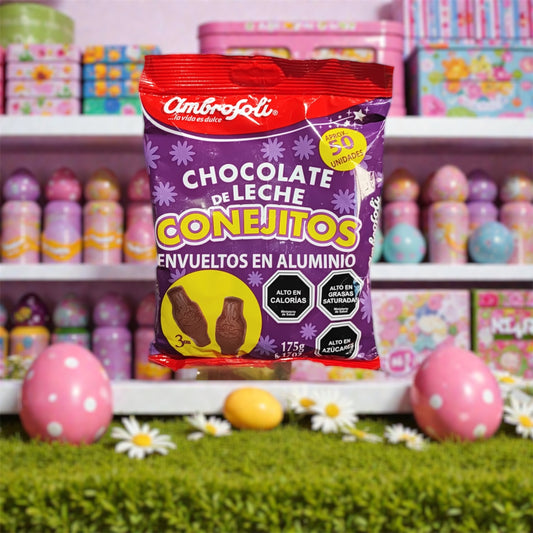50 conejitos de chocolate envueltos individualmente
