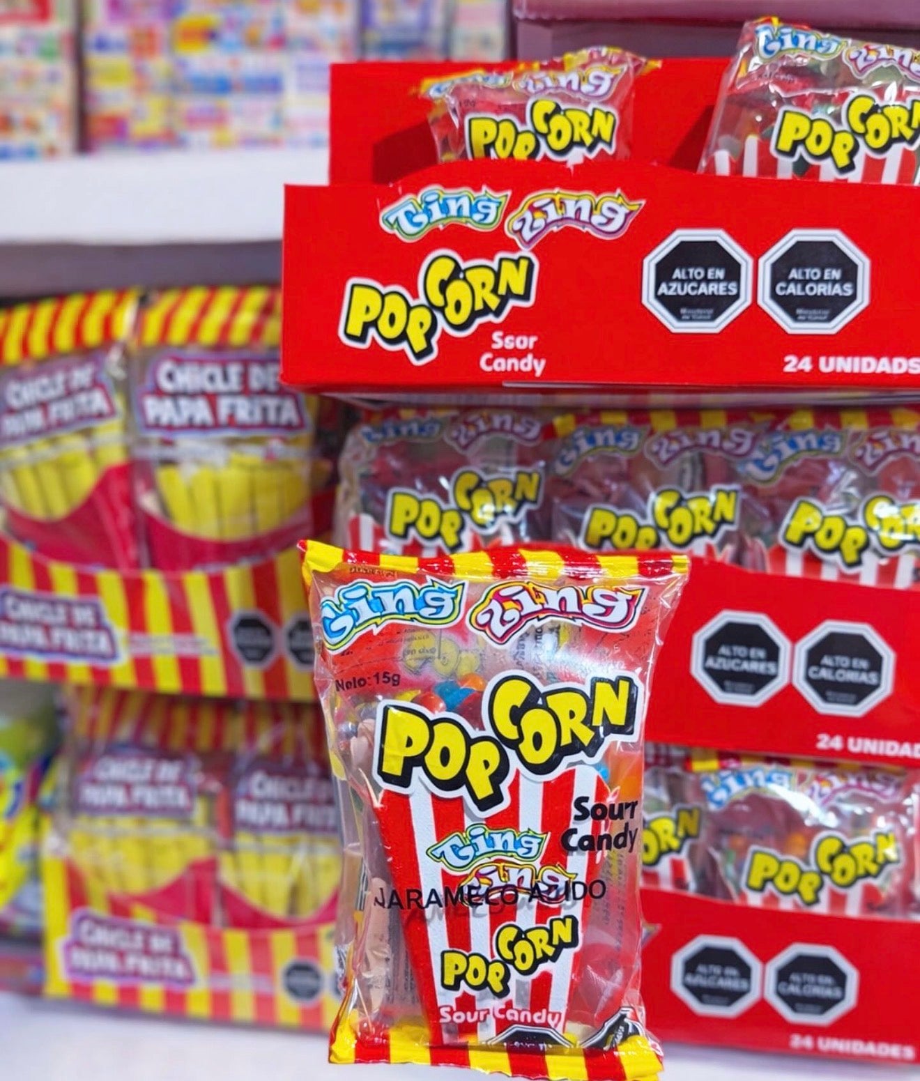 Caja de 24 caramelo crispy forma de popcorn