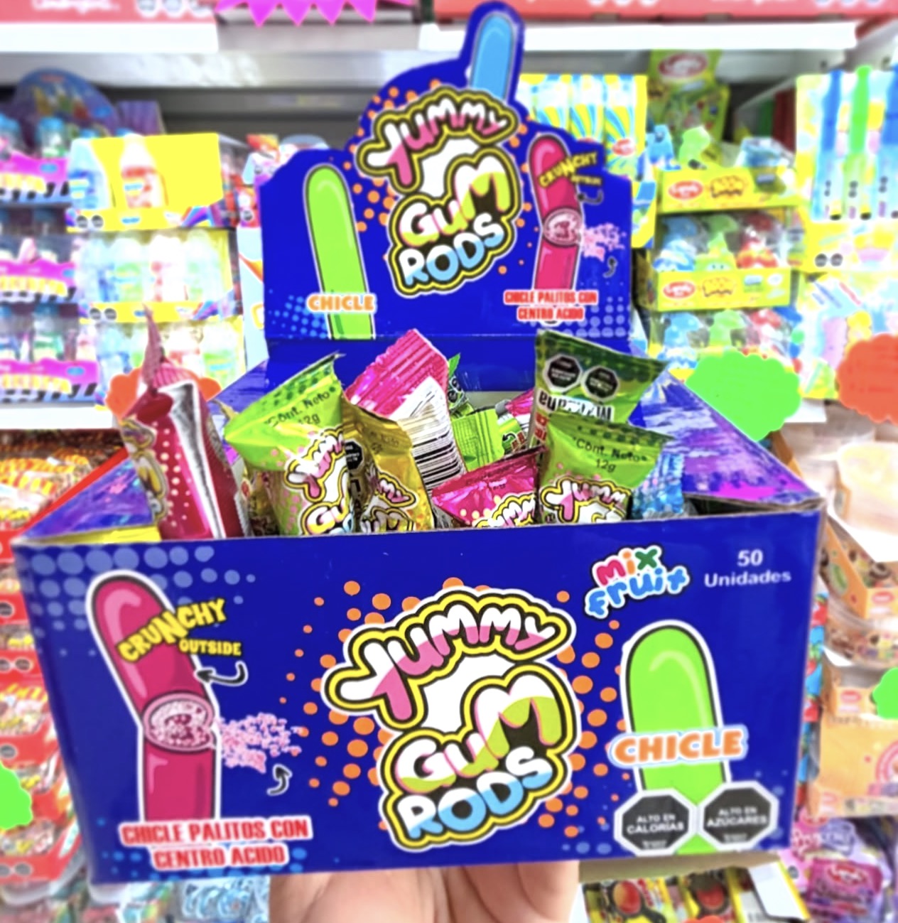 50 chicles con centro ácido